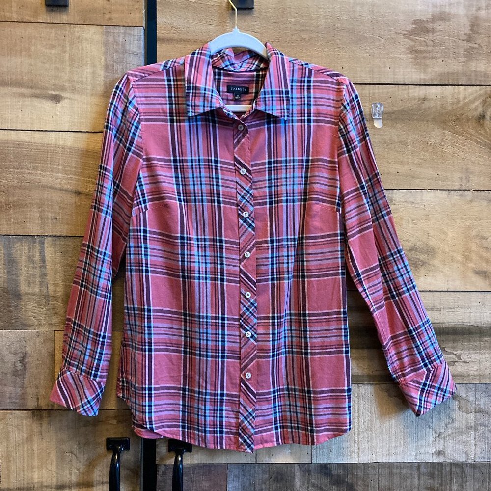 Talbots long sleeve Plaid Blouse*